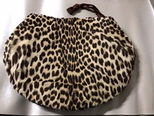 Vintage 1940s Leopard Spot Fur Muff Hand Warmer Winter Purse/ Brown