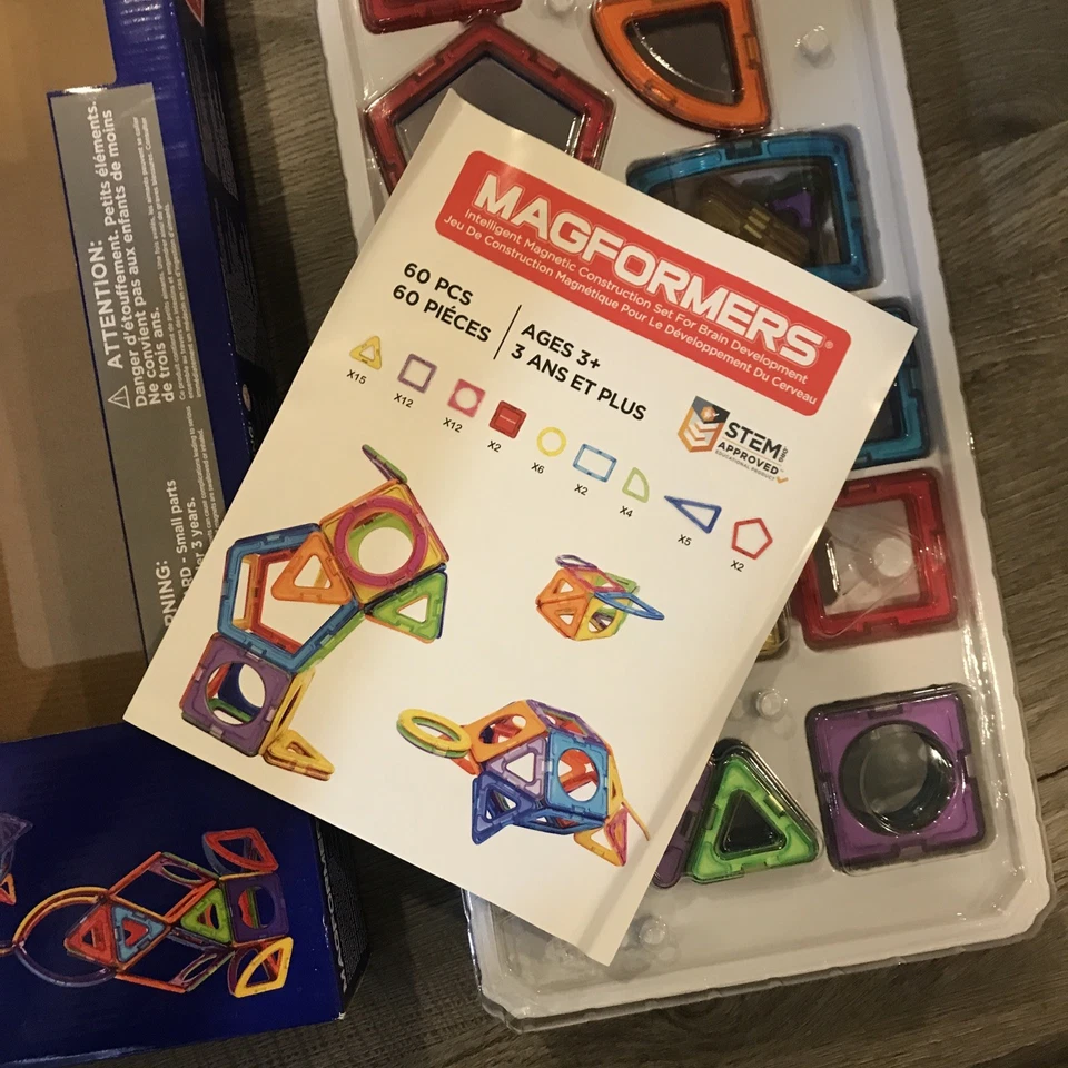 Magformers 60 Piece Set Large Geometric Magnetic Shapes ConstructionCreative Toy - Image 3 of 4