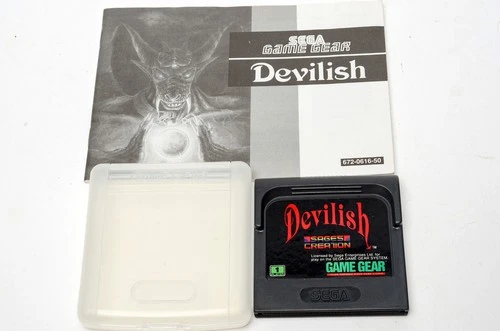 Devilish (Sega Game Gear, 1991) Cartridge w/ Plastic Case & Manual Tested Works