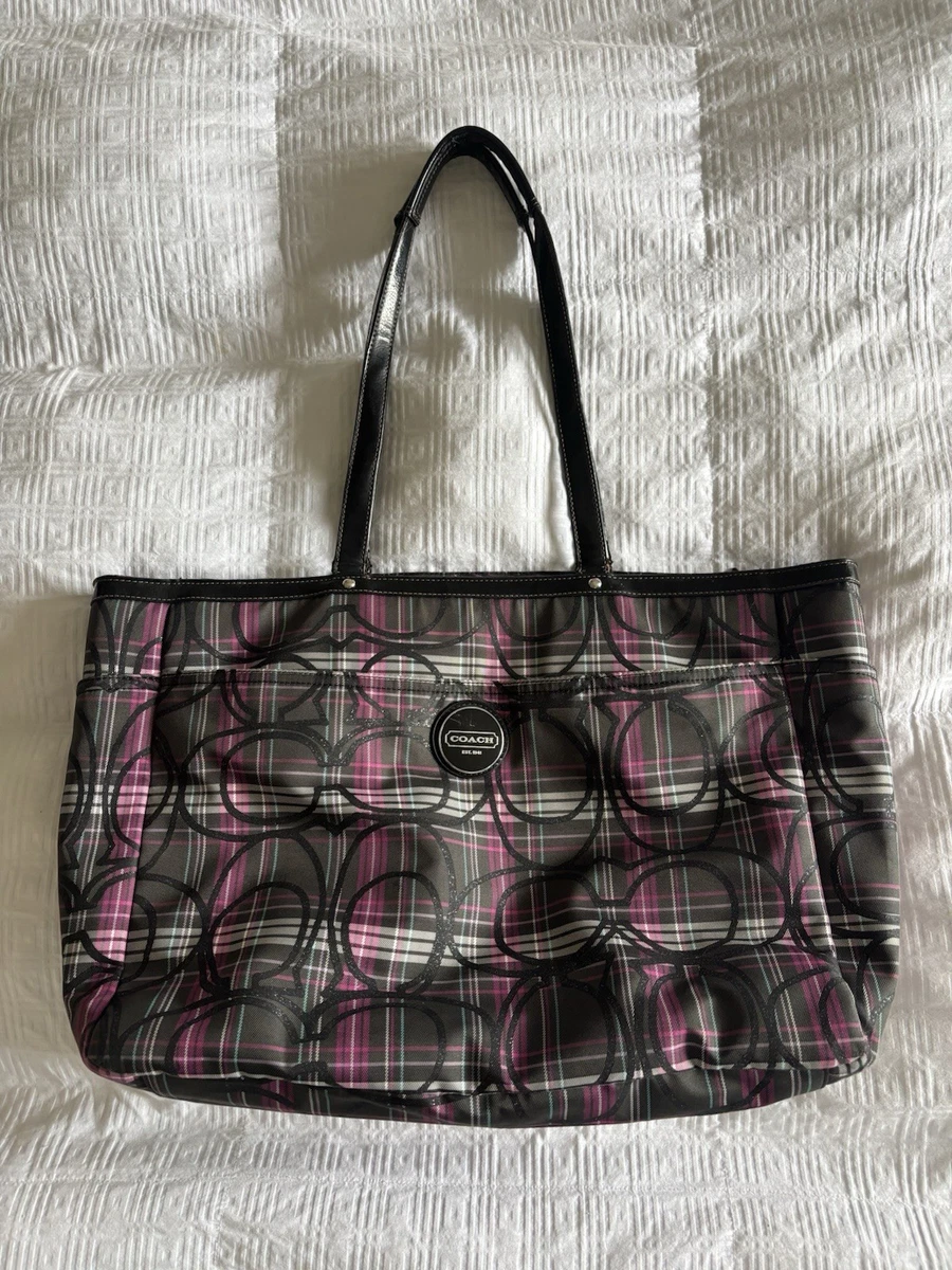 Coach pink and brown plaid wool shoulder bag 🧸🩷☕️S♡LD  Coach Pink Plaid Signature Tote Purse main image 2