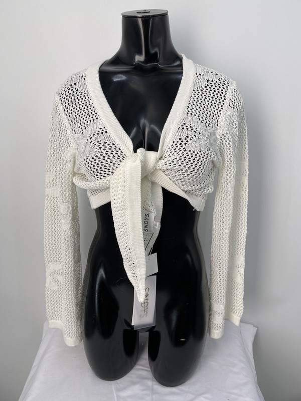 Sndys Womens Top Cream White Size XS Terra Reversible Long Sleeve Self Knot Tie