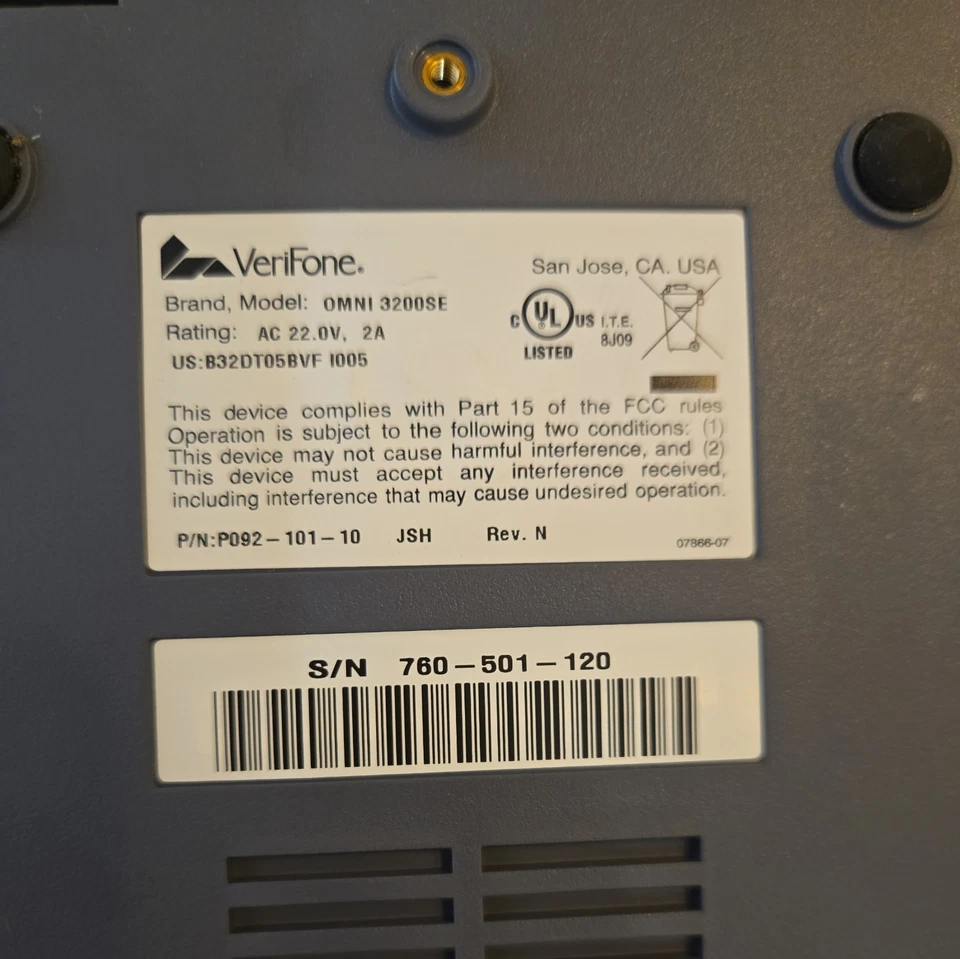 VeriFone OMNI 3200SE Credit Card Terminal - USED - Image 2 of 4