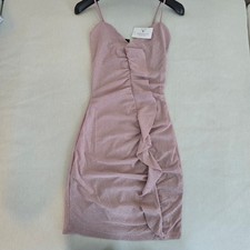Windsor Mauve Sparkly Glitter Ruffle Sleeveless Fitted Mini Dress Sz Small (763)
