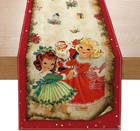 Vintage Christmas Table Runner Christmas Decors-Red Vintage Style Santa Claus Gi