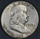 1953-D 50C FRANKLIN SILVER HALF DOLLAR KM# 199 Grade:  AU A6784
