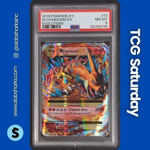 2016 POKEMON XY EVOLUTIONS #13/108 M CHARIZARD EX HOLO RARE PSA 8