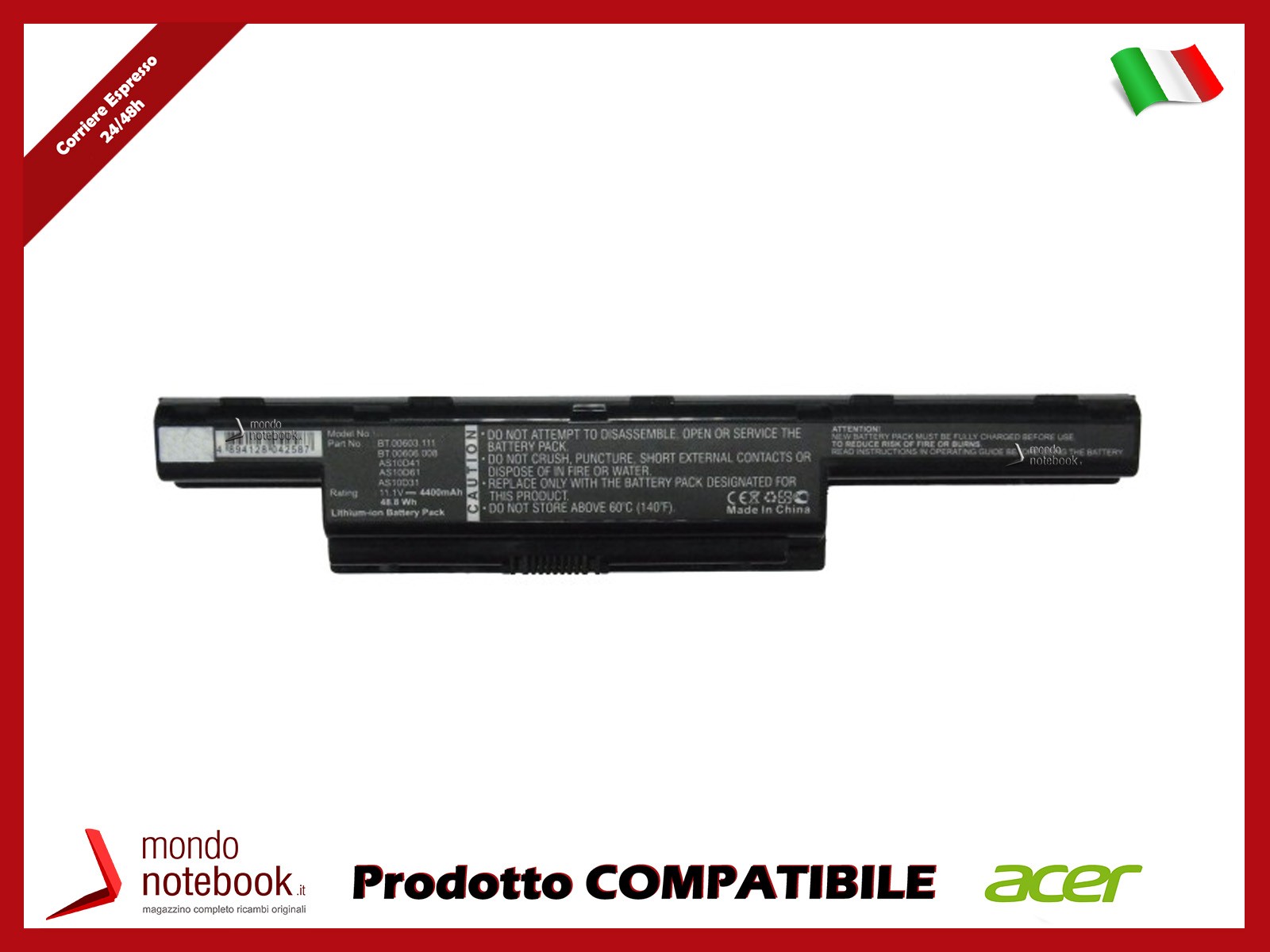 Batteria Acer Aspire 4741 11.1V 4400mAh Li-ion | Ricambio PowerQ