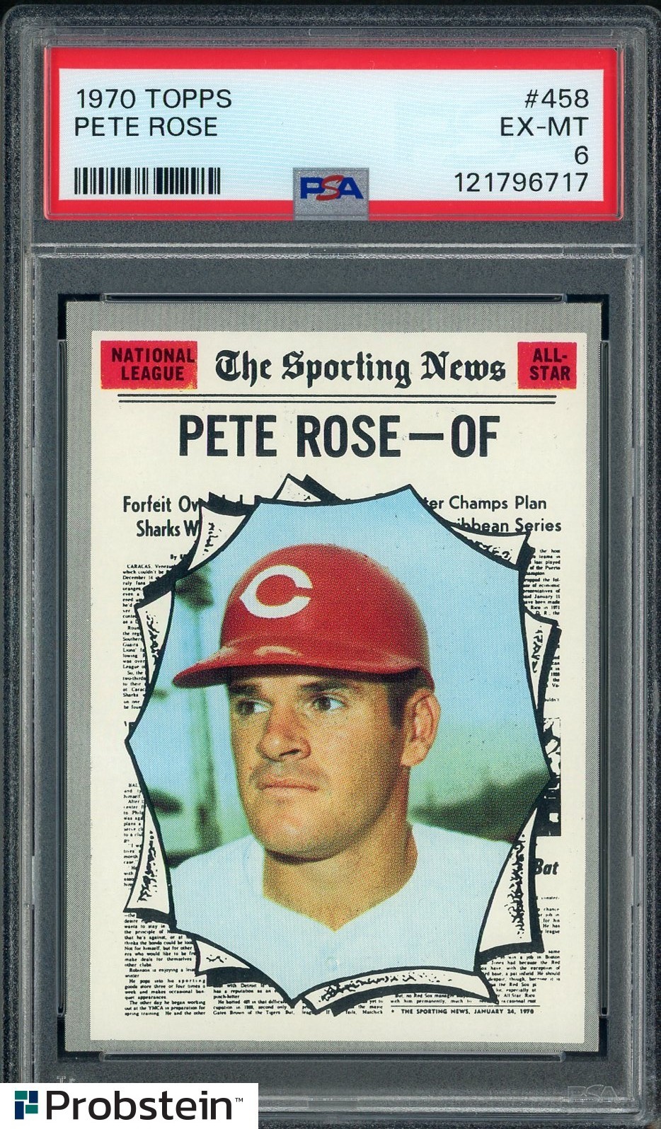 1970 Topps #458 Pete Rose Cincinnati Reds PSA 6 EX-MT