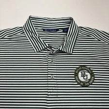 Baylor University Bears Baseball XXL Polo Shirt Green And White Stripe
