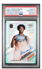 Topps 2021-22 Chrome OTE Amen Thompson Auto Rookie Aqua Red Refractor PSA 10 /99