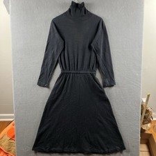 Vintage Eddie Bauer Dress Medium Black Long Sleeve Turtleneck Cottagecore Maxi