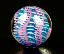 Bryan Trillas Glass Marble/Filigree Cane/UV reactive/ Pink & Blue's/0.8-0.9 inch
