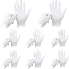 12 Pairs Soft Cotton Gloves - White, Stretchable Lining, Medium Size