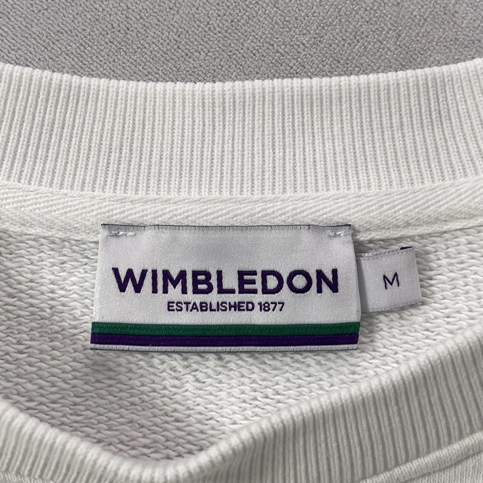 Suéter Wimbledon Mujer Medio Blanco Tenis Pullover Cuello Redondo Chenille Logo Foto 2 de 4