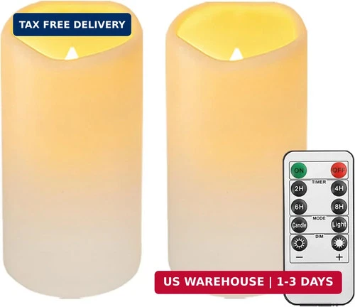 2PACK Outdoor Plastic flameless Candles with Remote Control and Timer | LED Flic - product listing photo