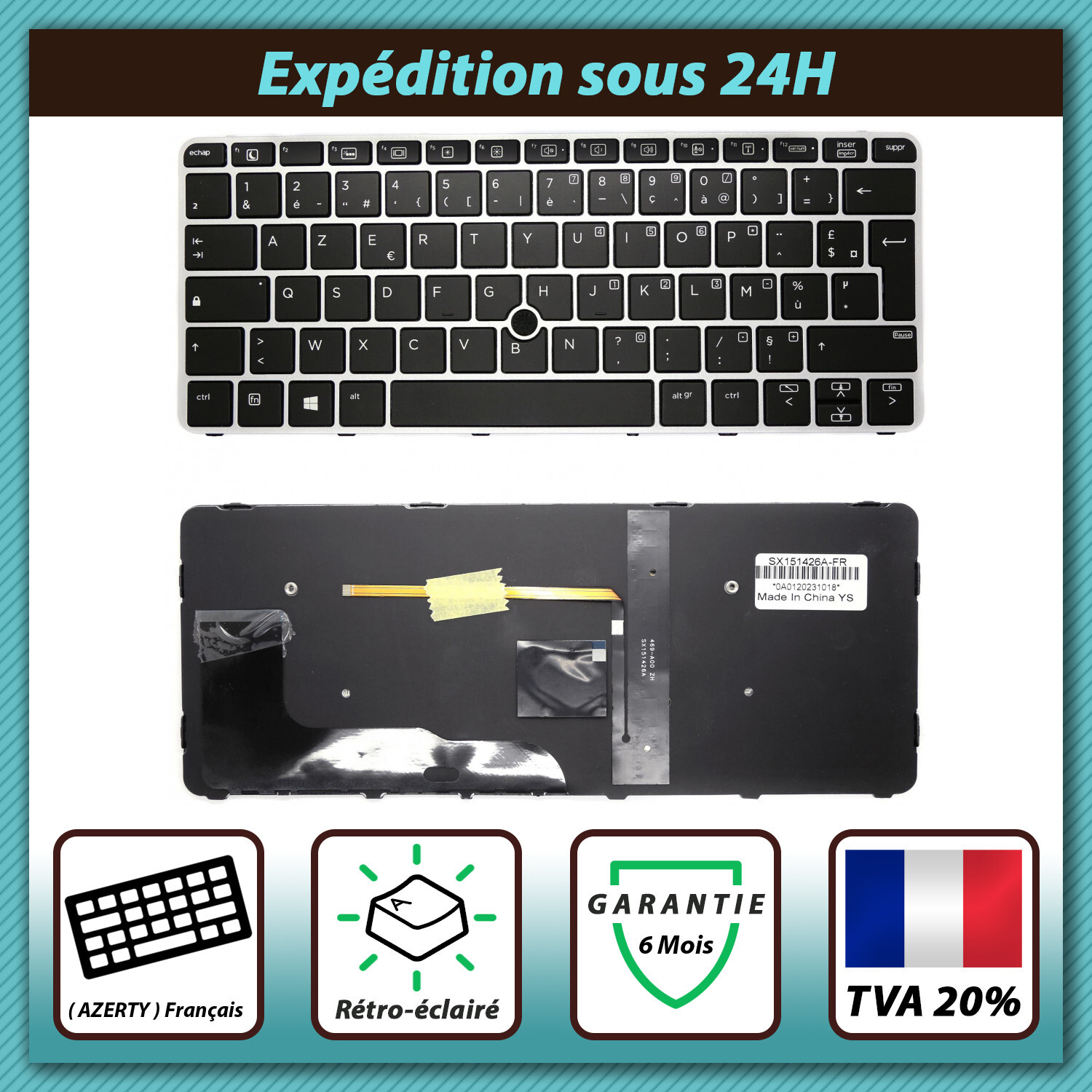 Réparer touches bloquées avec le clavier HP EliteBook 725 G3 G4 rétroéclairé