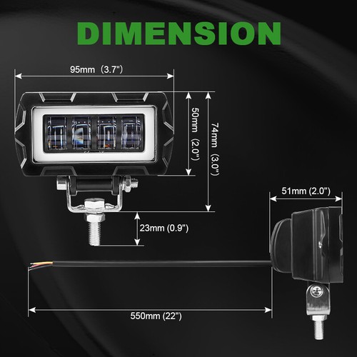 2X 4"in LED Work Light Bar Driving Angel Eye Halo Spot Pod Offroad Truck SUV ATV - Bild 9 von 11