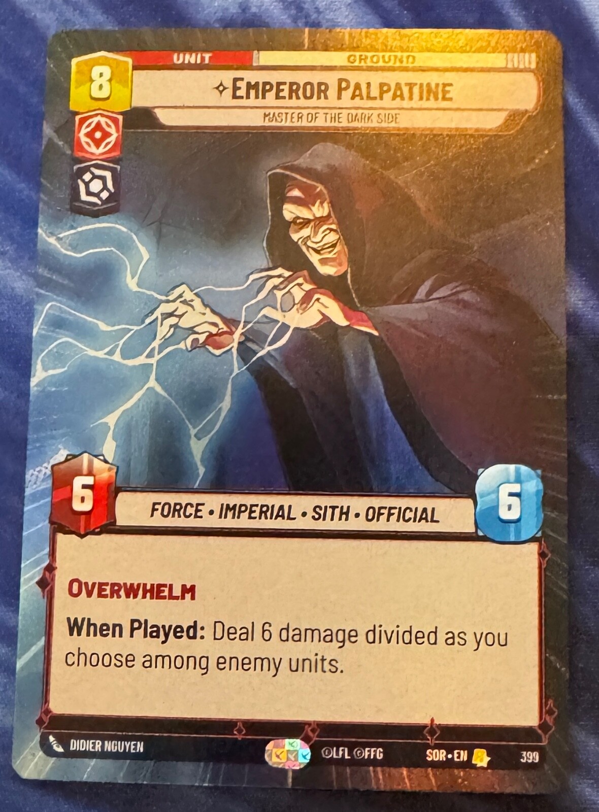 Star Wars Unlimited Spark Rebellion Emperor Palpatine HYPERSPACE FOIL Rare Card