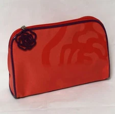 Lancome Large Cosmetic Makeup Bag - Coral Orange with Purple Accent - New