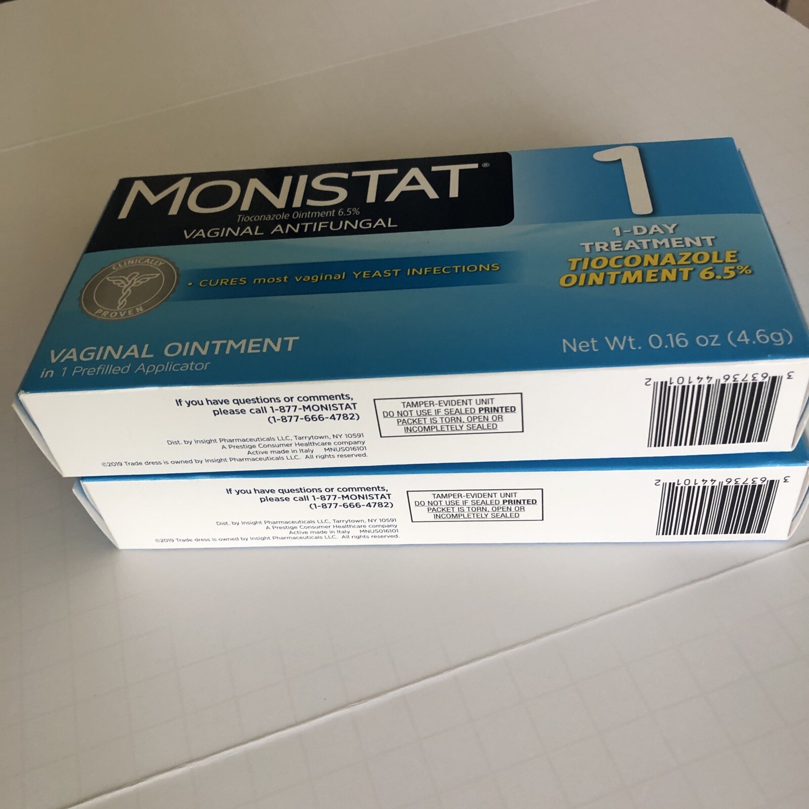 2 Pack Monistat 1 Day Yeast Infection Treatment Tioconazole Ointment Applicator