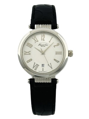 Kenneth Cole Swiss KS2005 Ladies Black Leather Strap Stainless Steel Swiss Watch