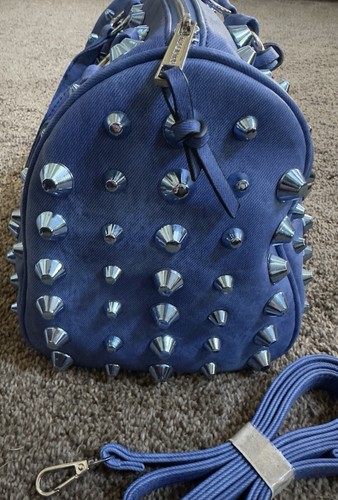 Traci Lynn Silver Studded Fashion Stud N' Chic Handbag Royal Blue Shoulder Strap - 第 5/6 張圖片
