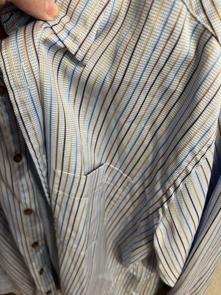 Camisa de vestir a rayas azul platino Kenneth Roberts para hombre talla grande Foto 4 de 4