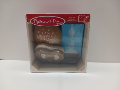 New Melissa & Doug Wooden Food Groups Play Set Rice, Bread, Pretzel, Bun -Toy43