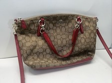 Auténtico bolso de mano Coach Signature Kelsey de cuero jacquard F36625