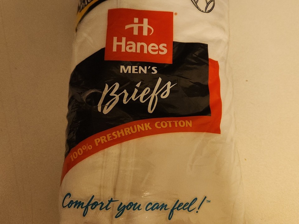 Hanes Mens Briefs Tighty White 6 Pack 42 Vintage USA 1997 underwear New
