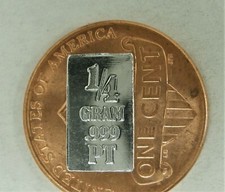 PLATINUM 1/4 GRAM .9995 PLATINUM INVESTMENT BULLION BAR WITH CERT CARD A13b 5721.80 per troy oz