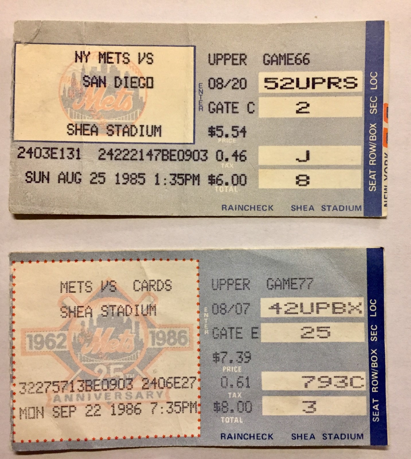 Shea Stadium New York Mets Ticket Stubs from 1980 1989 PICK 1 from list eBay