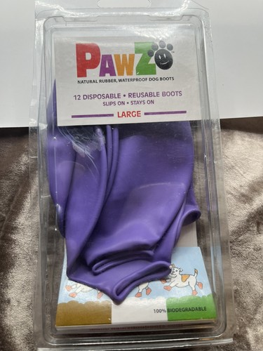 PawZ Rubber Dog Pet Boots Water-Proof Paws Disposable Reusable Large Purple 2 PK