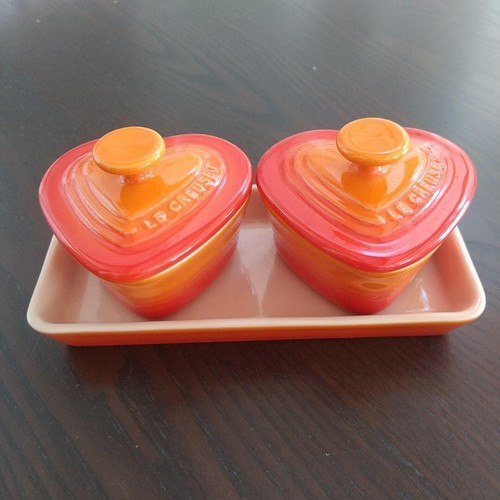 Le Creuset Orange Heart Petite Ramekin D'Amour Cocotte set