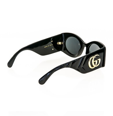 GUCCI MATELASSE 0810 Shiny Black Quilted Chunky Sunglasses  display picture 2