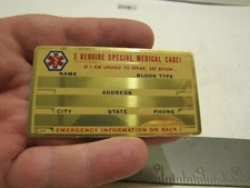 VTG NOS PERMA GRAPHICS I REQUIRE SPECIAL MEDICAL IDENTIFICATION CARD BLANK ID34