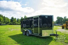 NEW 2025 7 x 14 7x14 V-Nosed Enclosed Cargo Motorcycle Trailer Ramp & Side Door