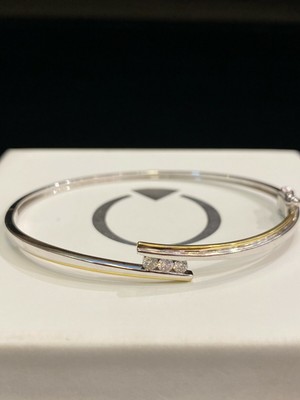 Bracelet Diamants 14K Or Blanc - 0,24 Ct Diamants Ronds, Pavage Canal, Neuf Jisha