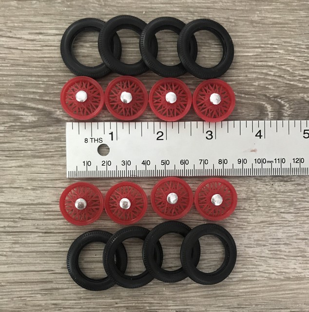 Ertl Model Car Replacement Parts Farm John Deere Tires Red Rims Set Of