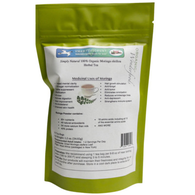 Moringa Herbal Tea (Te de Moringa) 30 Bags Energy Booster, Vitamins 100% Natural