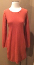 J. Jill Size XS 80% Wool & 20% Cashmere Rust Knit Sweater Dress W Long Sleeves