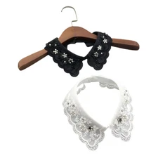 Women Lace Crystal Detachable Fake Collar Embroidery Neck Tops Choker