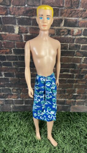 Vintage 1960 Ken Barbie Doll Blonde Painted Hair Mattel Straight Leg "In Hawaii" - Picture 3 of 24