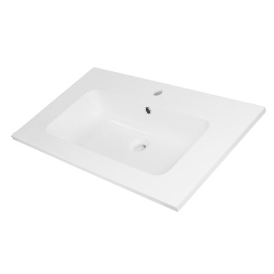 Einbauwaschbecken Mineral Marmor weiß 81x46 elegant für Badmöbel