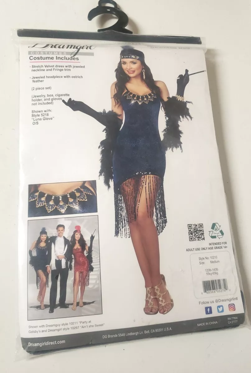 Downton Doll Flapper Girl Costume Dreamgirl Blue Velvet Sz Med