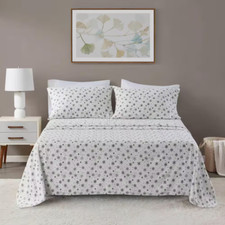 Oversized Cotton Flannel 4-Piece Black Snowflakes Cotton Full Sheet Set