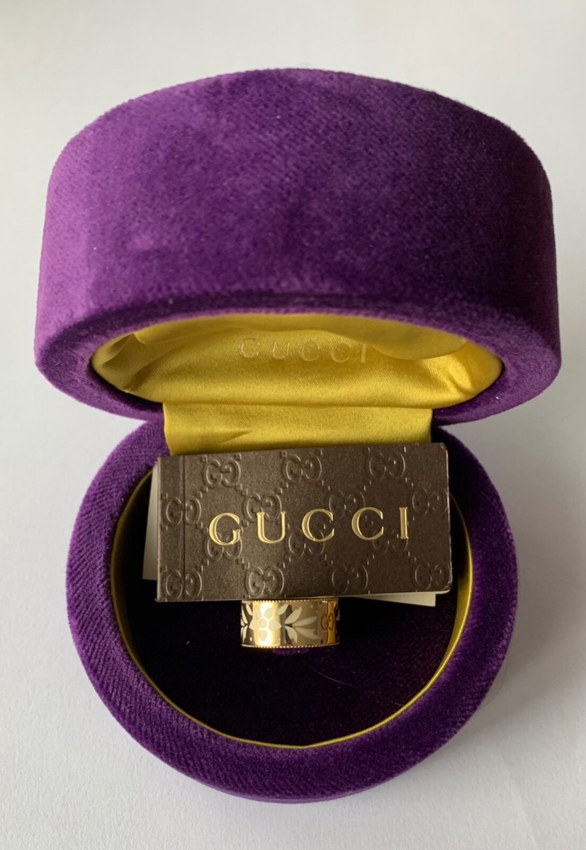 Gucci Icon Blossom Enamel Fine Ring in 18ct Yellow Gold 9mm Size
