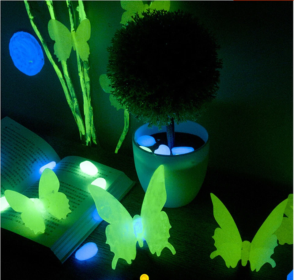 100 GLOW IN DARK STARS MOON BUTTERFLIES DINOSAURS PACK FOR WALLS CEILINGS - Image 2 of 2