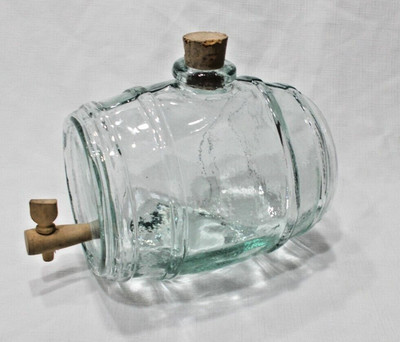 NOS mid century French glass barrel  bar top wine whiskey liquor  dispenser keg 