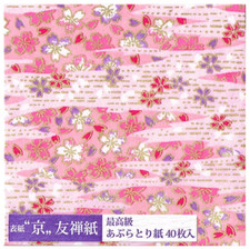 Aburatori-gami Oil Blotting Paper 40sheets Kyoto Yuzen Cherry blossom Pink Japan